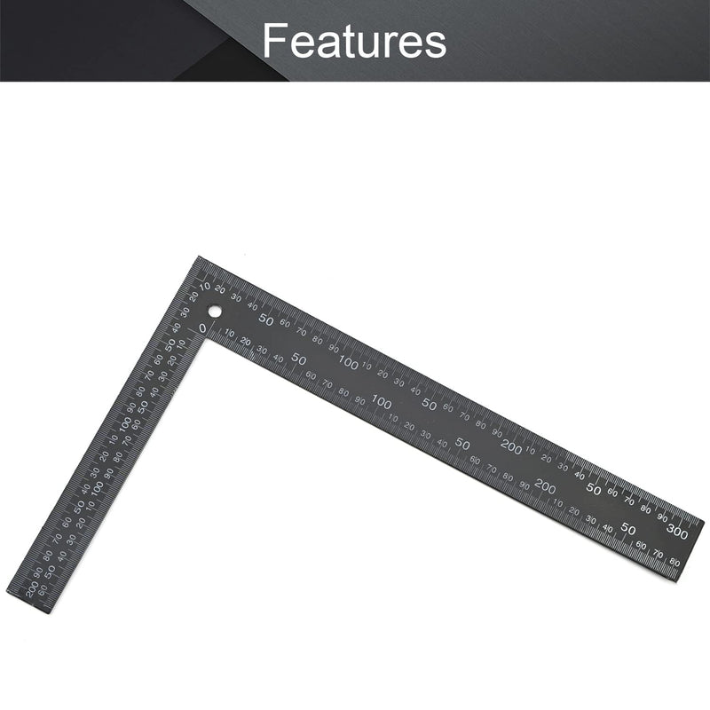 [Australia - AusPower] - Utoolmart 20×30CM Black Square Stainless Steel Framing Square Right Angle Ruler Thicken Try Square Ruler Tools for Carpenter Engineer 1pcs 
