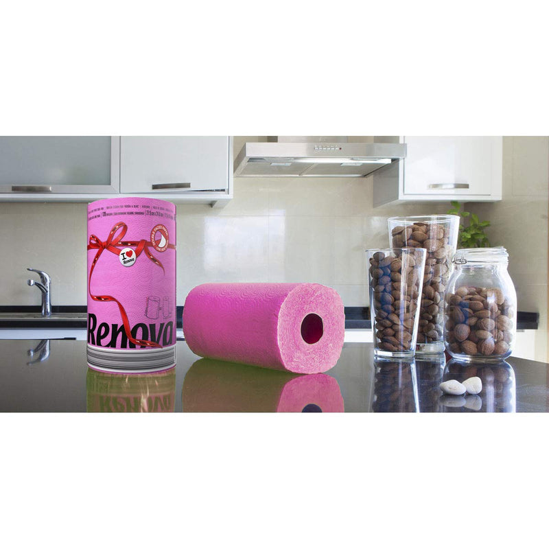 [Australia - AusPower] - Renova 2 Ply Double Faced Red Label Paper Kitchen Towel, Fuchsia, Pink, 120 Sheets 