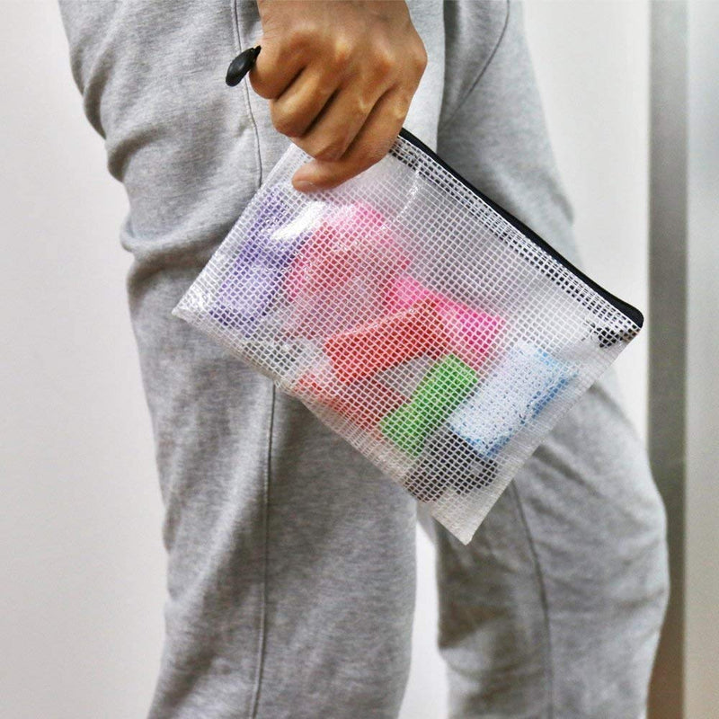 [Australia - AusPower] - Oaimyy-Plastic Zipper Pouch Pen File Document Folders Pockets Bags Clear Mesh Weatherproof Protection-9 Sizes,18 pcs (Pink) Pink 