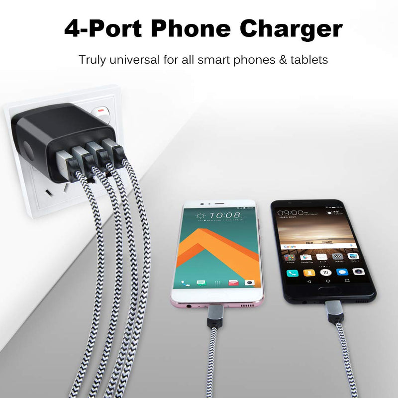 [Australia - AusPower] - Fast Charge Wall Charger,Sicodo High Speed 4.8A Charger Cube Brick Base Compatible with iPhone 11/ X/8/7/6s/Plus,iPad Pro/Air 2/Mini, LG, Nexus, HTC, Samsung GalaxyS10/S9/S8/ S7/S6/Plus, Note, Nexus White+Black 