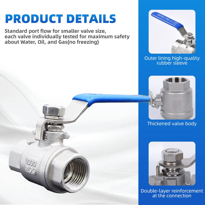 [Australia - AusPower] - VAV Ball Valve Full Port, 304 Stainless Steel, Gas, Water & Oil Standard Port with Vinyl Handle, NPT Female Threaded, Unibody, Lever, 3/4 Inch (2pcs) 3/4" NPT 