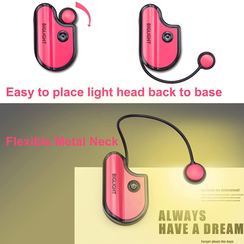 [Australia - AusPower] - BIGLIGHT Book Light for Reading in Bed, Small Book Light for Kids, LED Reading Lamp, Battery Operated Clip Light, Reading Light for Books in Bed at Night, 2 Adjustable Brightness, 2 Pack 