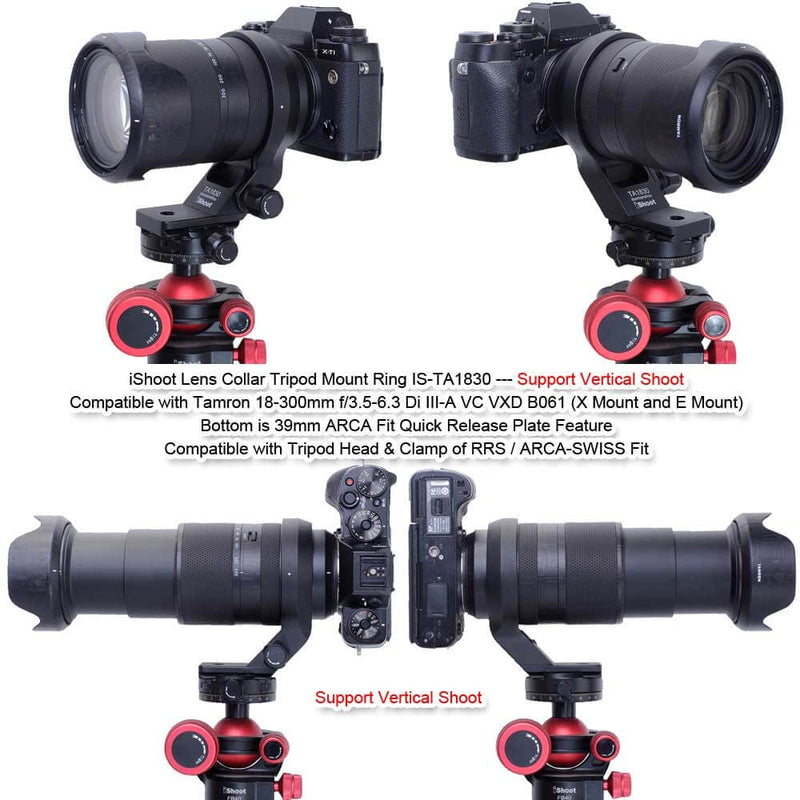 [Australia - AusPower] - iShoot Tripod Mount Ring Lens Collar Compatible with Tamron 18-300mm f/3.5-6.3 Di III-A VC VXD B061 (X/E Mount), Lens Support Holder Bracket Bottom is Arca-Swiss Fit Quick Release Plate Dovetail 