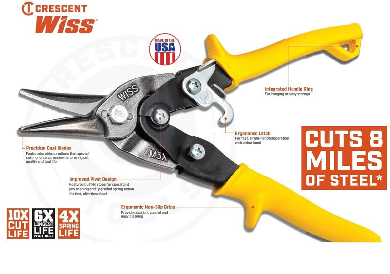 [Australia - AusPower] - Crescent Wiss 9-3/4" MetalMaster® Compound Action Straight and Left Aviation Snips - M1R 