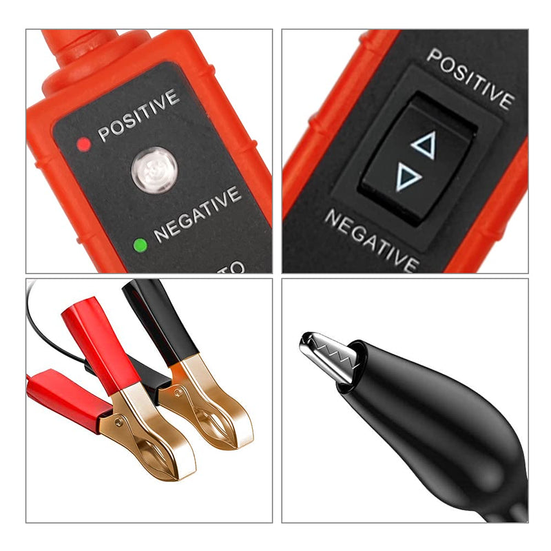 [Australia - AusPower] - Power Circuit Probe Tester 6V-24V DC Test Light Short Circuit Tester Component Activation Electrical Tester Polarity Identify Continuity Tester with LED Light, Long Test Lead, Overload Protection 