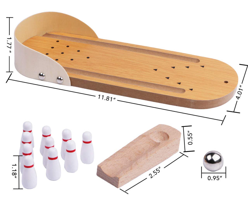 [Australia - AusPower] - Table Top Mini Bowling Game Set - Tabletop Wooden Board Mini Arcade Desktop Tiny Bowling Shooting Alley Office Desk Stress Relief Gadgets Small Finger Toys Fun Gag Gifts for Men Adults Kids Teens Boys 