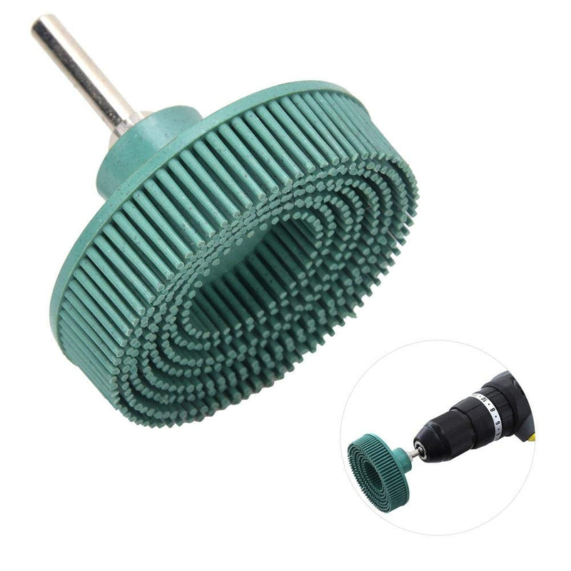 [Australia - AusPower] - Bristle Brush Disc 3 Inch Rubber Abrasive Brush Polishing Grinding Wheel for Burr Rust Removal(Green) 