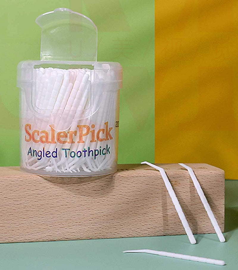 [Australia - AusPower] - Angled toothpick Scalerpick White Plastic Household Teeth Cleaning Curved Hook 200 pcs 