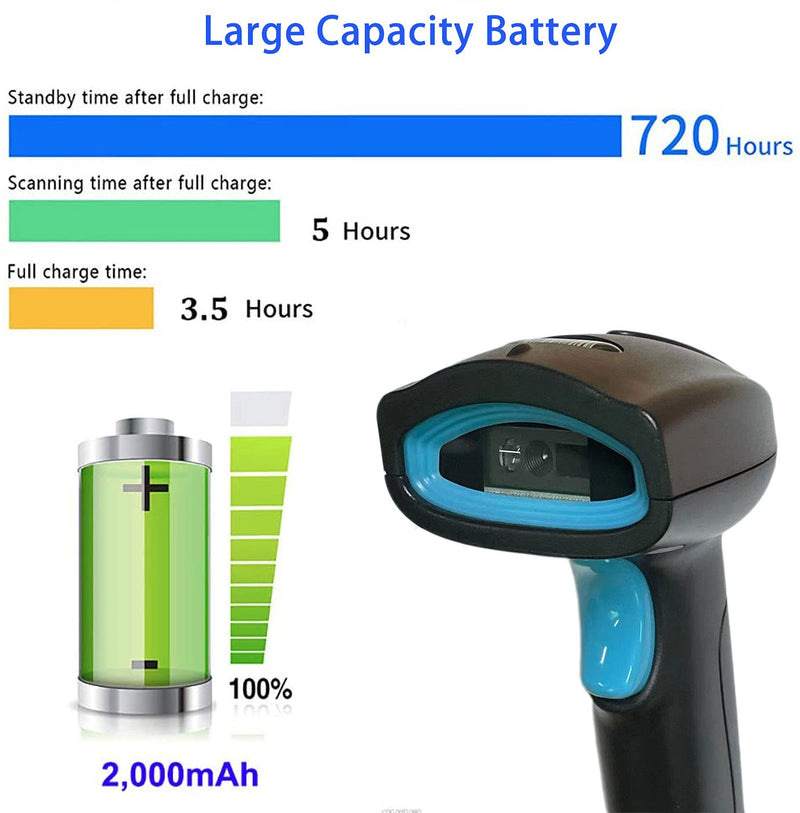 [Australia - AusPower] - 2D QR Barcode Scanner Wireless, Handheld Wired 1D Bar Code Reader USB Support Screen Scan, Automatic CMOS Image Scanner for Computer POS System Supermarket Retail 