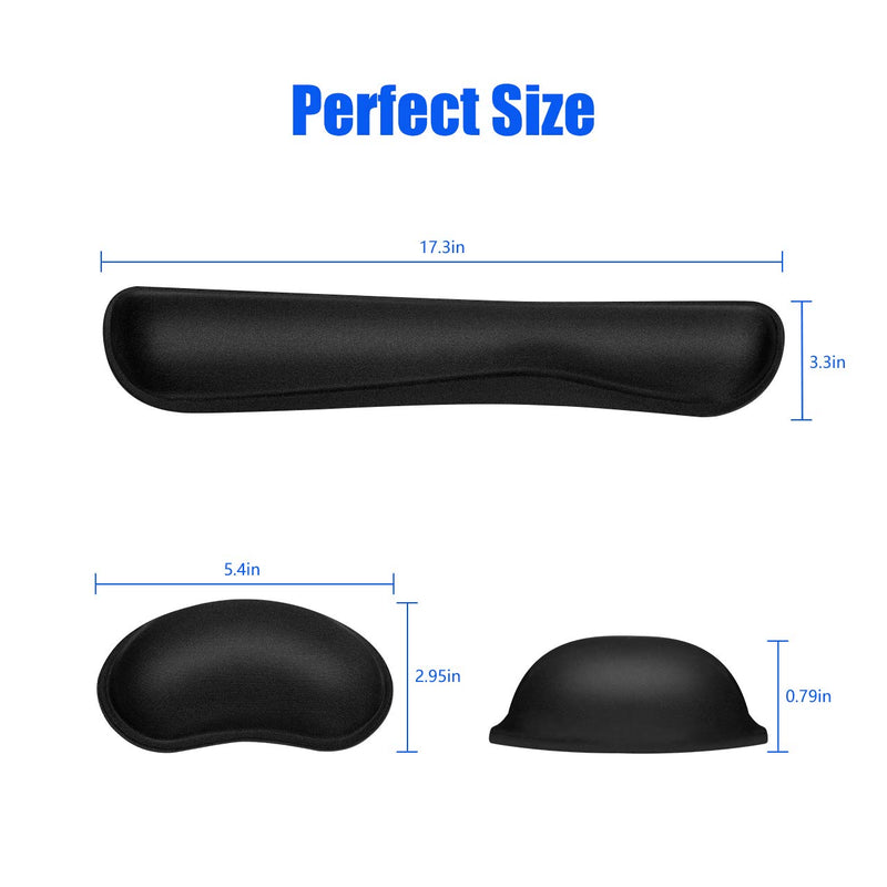 [Australia - AusPower] - JIKIOU Keyboard Wrist Rest, Wrist Support Pads for Keyboard and Mouse, Memory Foam Ergonomic Cushion for Carpal Tunnel, Mouse Rest Pad Pain Relief Easy Typing for Computer, Laptop, Office, Black 