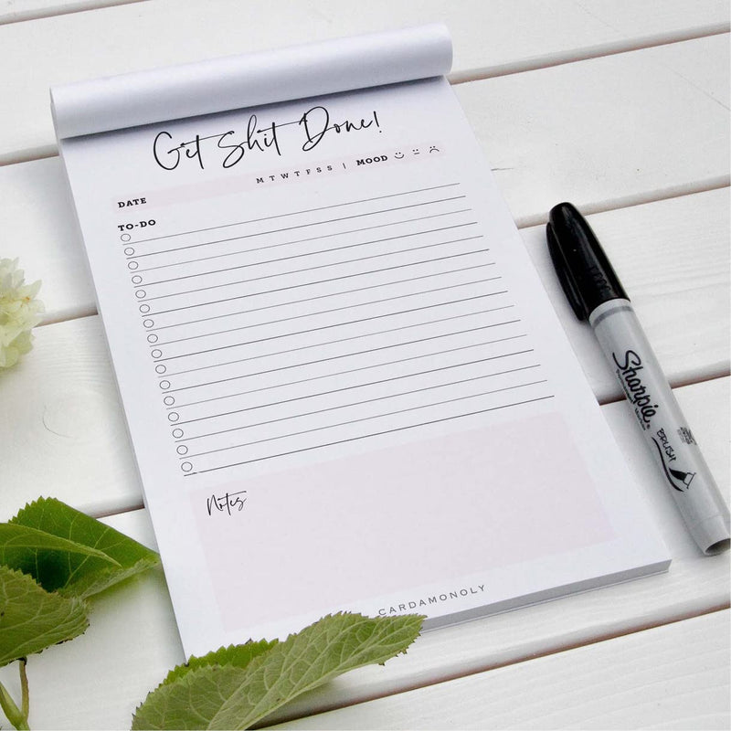 [Australia - AusPower] - Undated Checklist Pad - Get Shit Done Notepad - to DO List - 6 x 9 Inch - Office Decor for Women - 50 Page Tear Off Get Things Done 6 X 9 