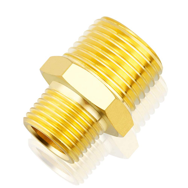 [Australia - AusPower] - TAILONZ PNEUMATIC Pipe Fitting and Air Hose Fitings Hex Nipple Coupling Set - 3/4-Inch NPT x 1/2-Inch NPT,Solid Brass Male Pipe（Pack of 5） 3/4''MNPT-1/2''MNPT 