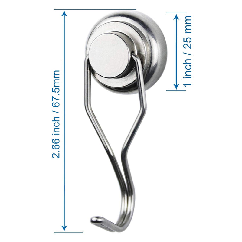 [Australia - AusPower] - MIKEDE 60 LBS Magnetic Hooks Swivel Swing, 10 Pack Strong Neodymium Magnetic Hook Heavy Duty, Magnet Hanger for Hanging, Grill, Cruise Cabins - 67.5mm(2.66in) in Length, 25mm(1in) in Diameter Swivel Swing Magnetic Hooks 