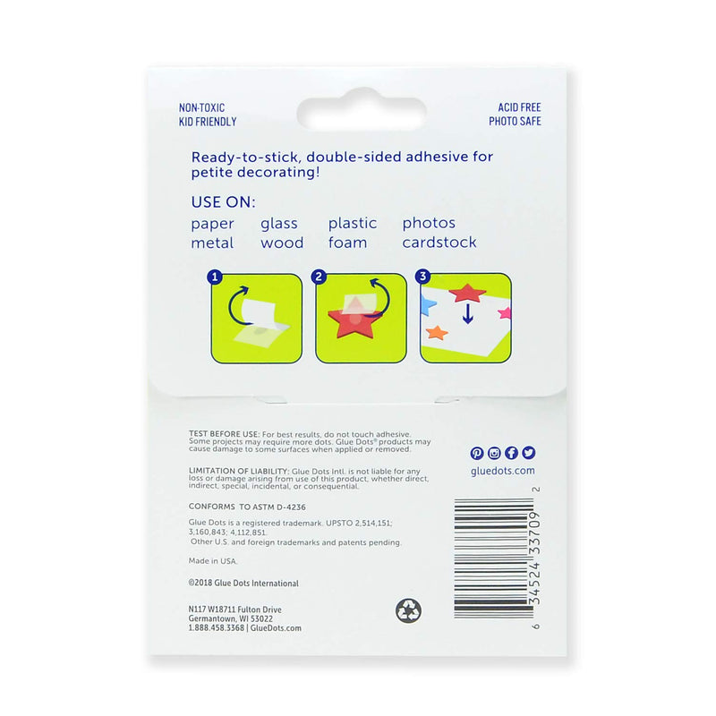[Australia - AusPower] - Glue Dots Double-Sided Permanent Mini Dots, 3/16'', Clear, Pack of 252 (33709-FC), Multicolor Mini Sheets 