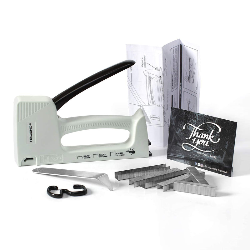 [Australia - AusPower] - HAUSHOF Light Duty Staple Gun Kit, Fits JT21 Staples of 1/4'', 5/16'' and 3/8'', Includes 800Pc 5/16'' Staples and A Staple Remover, for Upholstery, DIY, Decoration 