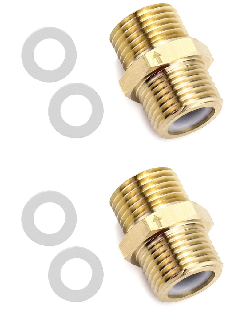 [Australia - AusPower] - QWORK 2Pcs Brass One-way Check Valve, 1/2" Male to 1/2" Male Thread of Backflow Preventer 1/2 inch Male to Male 