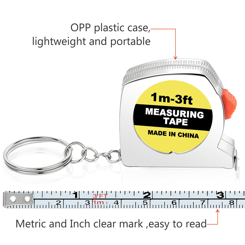 [Australia - AusPower] - Tape Measure Keychains Functional Mini Retractable Measuring Tape Keychains with Slide Lock for Birthday Party Favors and Daily Use, 1 m/ 3 ft (25 Packs) 