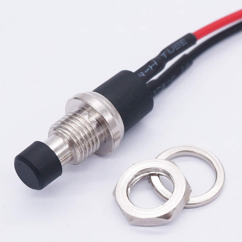 [Australia - AusPower] - Twidec/4Pcs Latching Push Button Switch 3A 250V AC 2 Pins Self-Locking SPST ON/Off Black Mini Switch Pre-soldered Wires L-PBS-110-XBK 