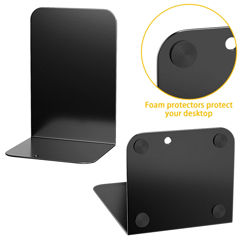 [Australia - AusPower] - VFINE Book Ends Premium Bookends for Shelves, Metal Book Ends Bookshelf Holder, Book Stopper for Home Office, Heavy Duty Black Bookend Supports 1 Pair Black 1pair 