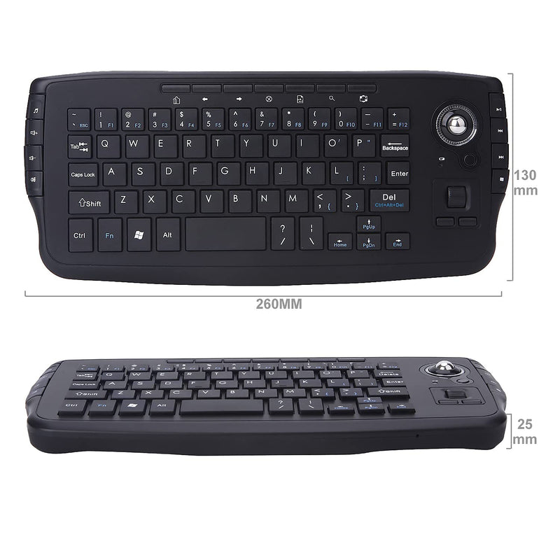 [Australia - AusPower] - Fonicer Multimedia 2.4Ghz Wireless Mini Keyboard with Trackball Mouse Scroll Wheel for PCMacAndroid Tv Box, Remote Controller,X Structure, Black 