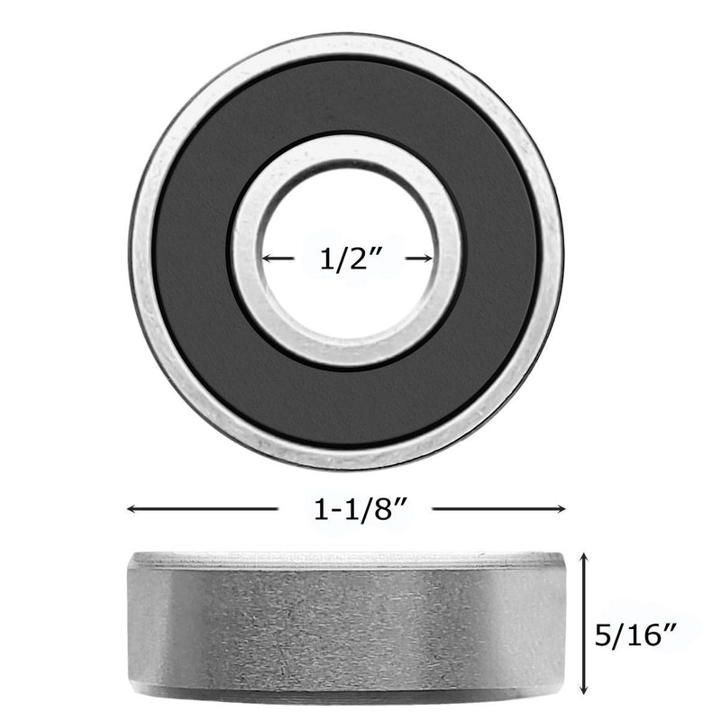 [Australia - AusPower] - Bearings 1/2 inch Bore R8-2RS Double Rubber Sealed Roller Ball Bearing 1/2 x1-1/8 x5/16 Inch ABEC3 Precision Small Ball Bearing for Electric Motor, Wheels, Home Appliances, Garden Machinery (10 Pack) 
