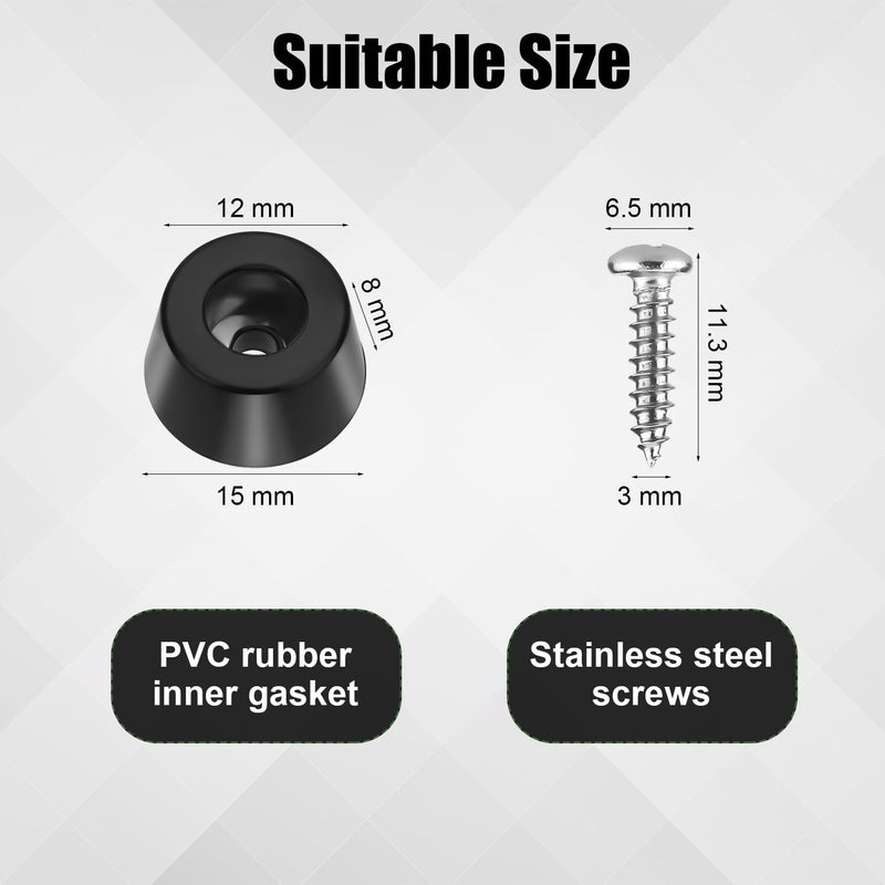 [Australia - AusPower] - 30pcs Cutting Board Rubber Feet, 0.59x0.31in Non Slip Cutting Board Legs with Stainless Steel Screws Round Rubber Feet Bumpers Pad for Furniture Electronics Kitchen Appliances 