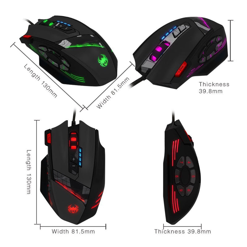 [Australia - AusPower] - 12 Programmable Buttons C12 Gaming Mouse, AFUNTA Laser Double-Speed Adjustment 8000DPI Mice Support 4 Level Switch 