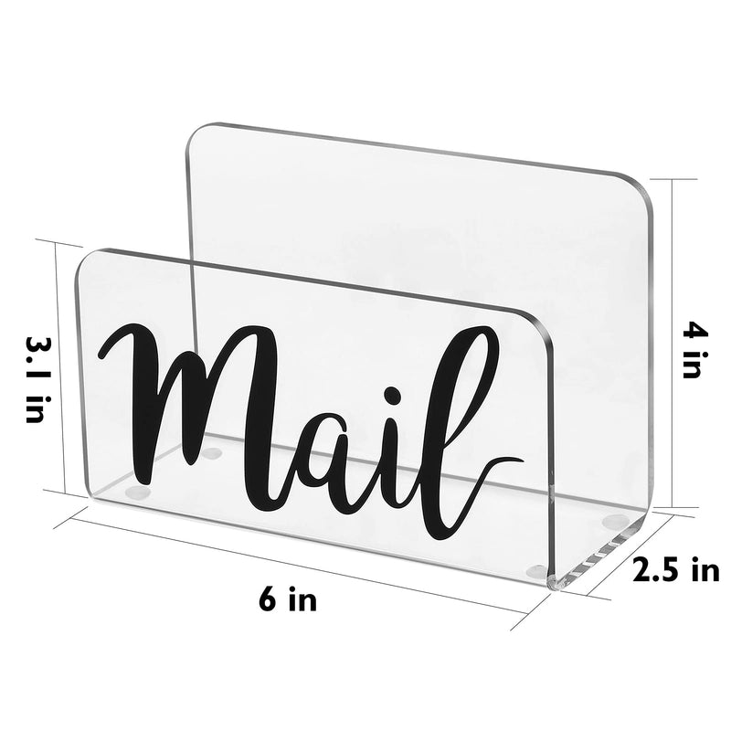 [Australia - AusPower] - KTRIO Mail Holder Mail Organizer Countertop Acrylic Mail Sorter, Print Mail Script Letter Holder for Desk Envelope Holder Letter Organizer for Home Office School, Bill Filling Paper Document Clear Acrylic 