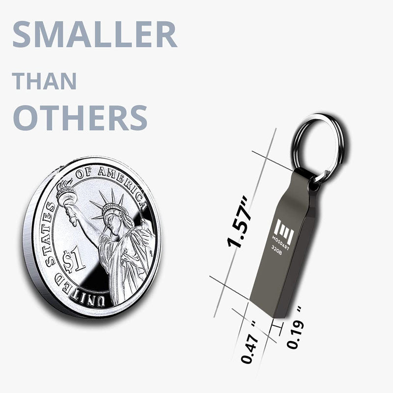 [Australia - AusPower] - MOSDART 32GB Metal USB 2.0 Flash Drive 10 Pack Bulk Waterproof 32G FAT32 Thumb Drive Jump Drive Memory Stick with Keychain, Titan Gray 10Pack 32GB-Titan Gray 