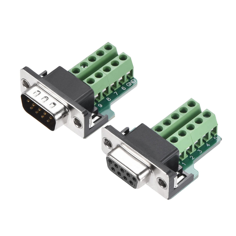 [Australia - AusPower] - MECCANIXITY D-sub DB9 Male Plug and D-sub DB9 Female Socket Board Connector RS232 Serial Port Solderless Terminal Block Adapter 