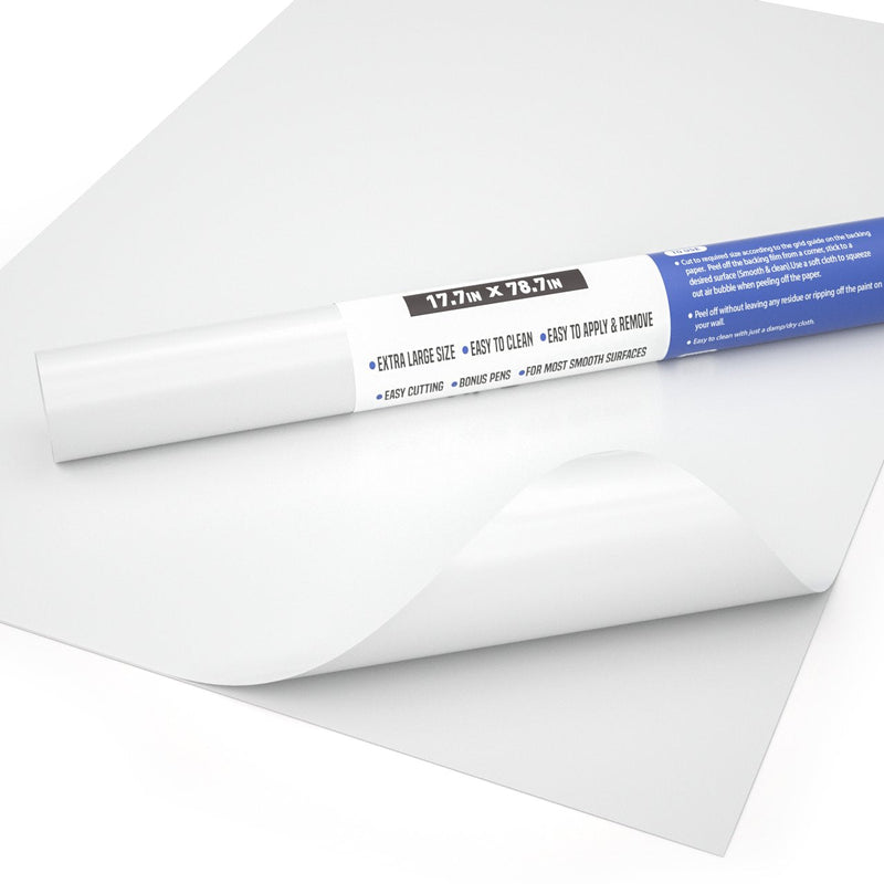 [Australia - AusPower] - Nicpro Dry Erase Paper Stick On, 17.7" X 78.7"(6.5 ft）Self Adhesive White Contact Wallpaper Whiteboard Sticker Decal to Do List with 3 Color Water-Based Pens for Home Office 