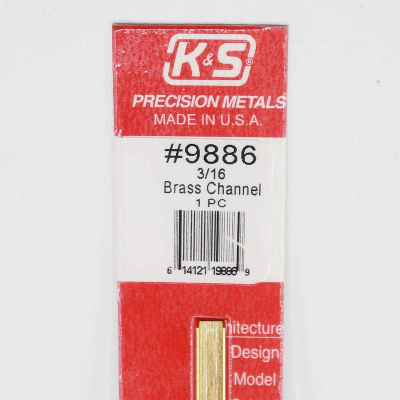 [Australia - AusPower] - K&S 9886 Brass Channel, 0.014" Wall - 3/16" X 1/8" Leg Lengths, 1 Piece, Made in The USA 