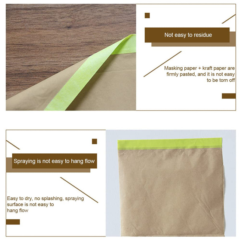 [Australia - AusPower] - QWLWBU Masking Paper for Painting,Tape and Drape Painters Paper,Automotive Paint Paper Roll with Tape,6/12/18 x 50 feet 3 Assorted Paint Masking Paper for Car and Auto Body 50 feet x11.81inch Khaki 