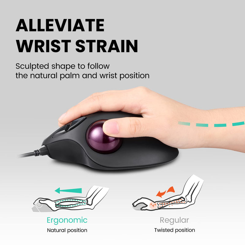 [Australia - AusPower] - Perixx Perimice-517 Wired Trackball USB Mouse, 7 Button Design, Build-in 1.34 Inch Trackball with Pointing Feature 