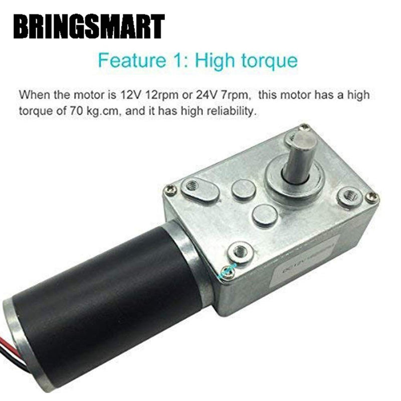 [Australia - AusPower] - Bringsmart 12V 12rpm DC Worm Gear Motor 70kg.cm High Torque Self-locking Reversed Mini Turbine Geared Motor for DIY Robot Rotating Table Door Lock Curtain Machine (12V 12rpm) 