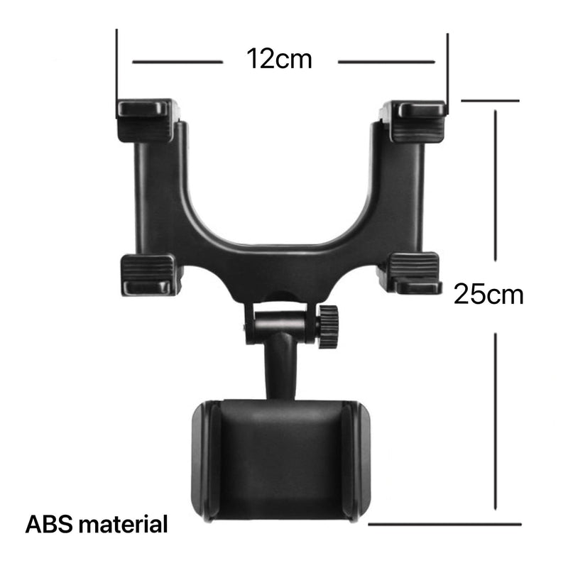 [Australia - AusPower] - VAGURFO Rear View Mirror Phone Holder Mount, Car Phone Mount- Phone Bracket, Phone Stand with 270° Swivel and Adjustable Clips, Universal Smartphone Cradle, Black 