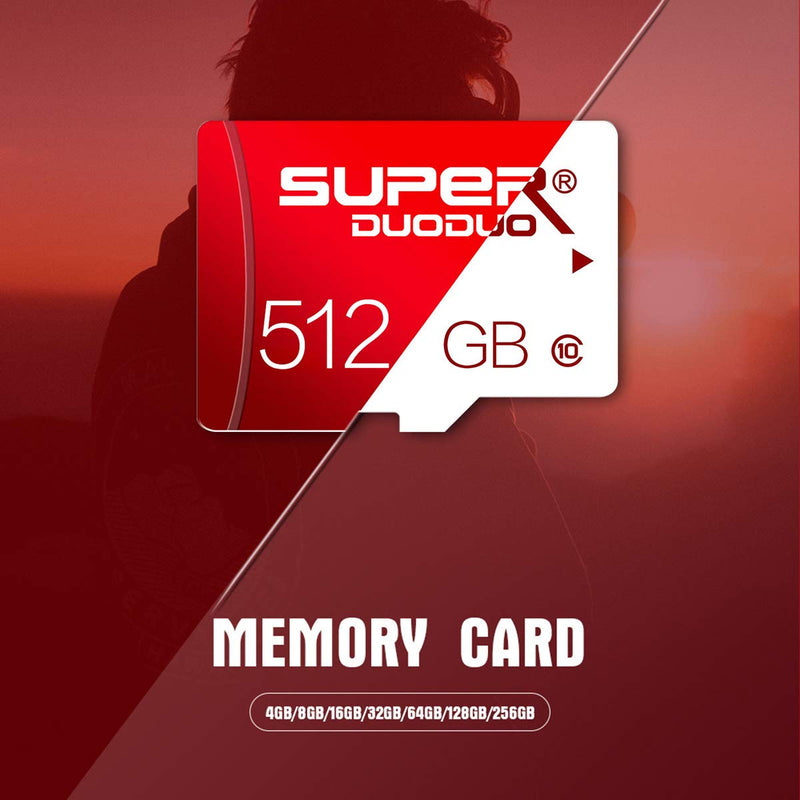 [Australia - AusPower] - Micro SD Card 512GB SD Memory Card Class 10 High Speed TF Card with SD Card Adapter for Camera, Phone, Computer,Dash Came,Tachograph,Tablet,Drone 
