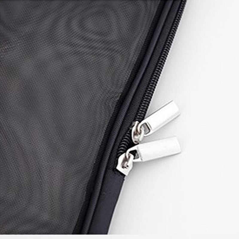 [Australia - AusPower] - Mesh Translucent Zipper Bag Waterproof Double-Layer Plastic File Storage Bag Zipper File Bag A4 Office File Bag School Supplies Business Receipt Magazine Storage Bag (1 Black 1 White Suit) 