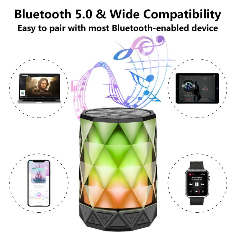 [Australia - AusPower] - LED Portable Bluetooth Speakers with Lights, LFS Night Light Waterproof,Speakers Color Change Computer Speaker,Mic TF Card TWS Support for iPhone Samsung Gaming Christmas (Multi) Multi 