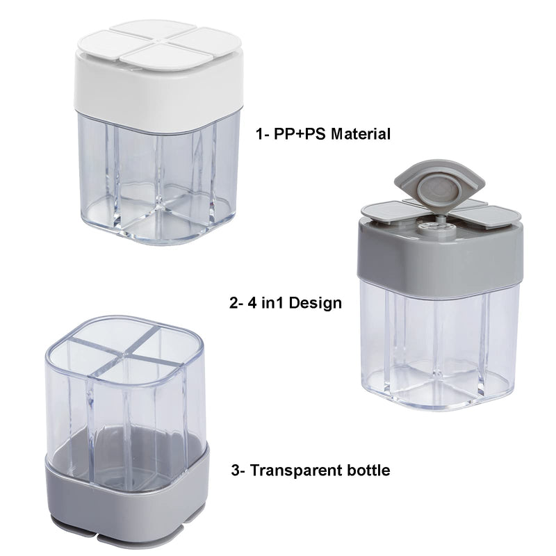 [Australia - AusPower] - Miayon 2 Pack 4 in 1 Spice Container Salt and Pepper Shaker Transparent Seasoning Shaker Can Filter lumps Spice Jars for Home Restaurant Camping Travel Cooking BBQ 