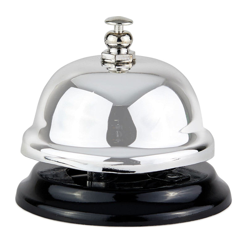 [Australia - AusPower] - Bellhop Bell for Hotel Front Desk, Counter, Classroom (Silver, 2.5 x 2 in, 4 Pack) 