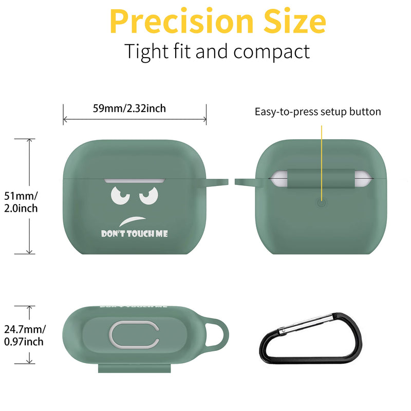 [Australia - AusPower] - Airpods 3rd Generation Case Cover,CACOE Silicone Case Cover for AirPods 3rd Generation 2021,Pine Green Protective Skin AirPod 3 Gen Cases Shockproof Air Pod Cute Funny Print Accessories with Keychain 