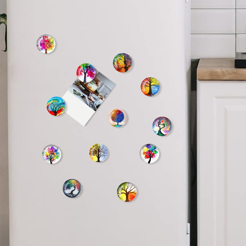 [Australia - AusPower] - 12Pcs Refrigerator Strong Magnet Life Tree Fridge Magnet Glass Fridge Magnet Decoration Whiteboard Dishwasher Kitchen Office Cabinet Home Decoration Travel Souvenirs 