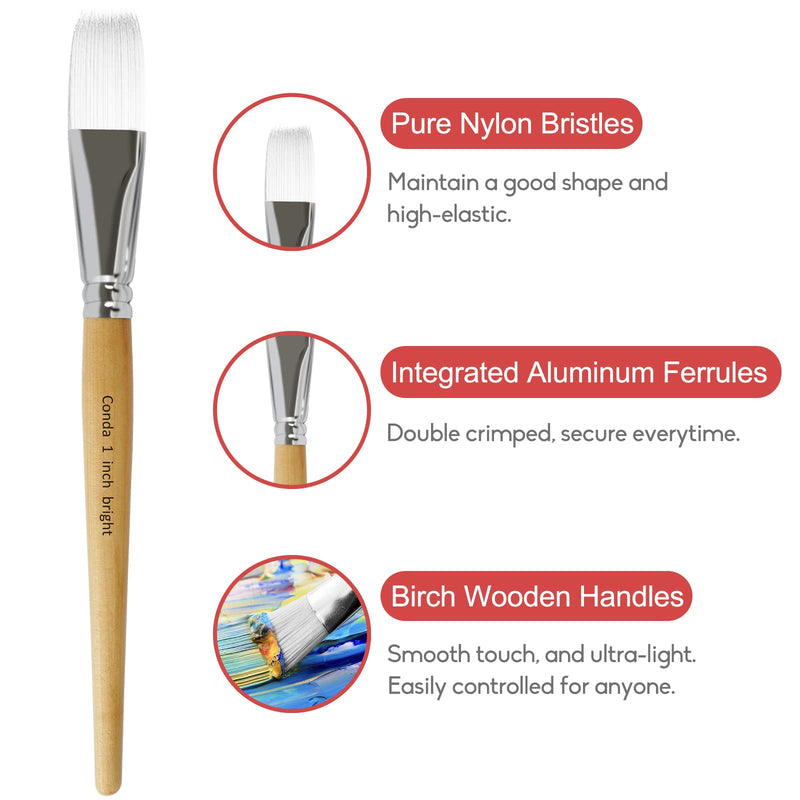 [Australia - AusPower] - CONDA Paint Brushes Set of 24 Different Shapes Ergonomic Professional Wood Handles with Organizing Case for Acrylic Oil Watercolor, Rock Painting A1000789 