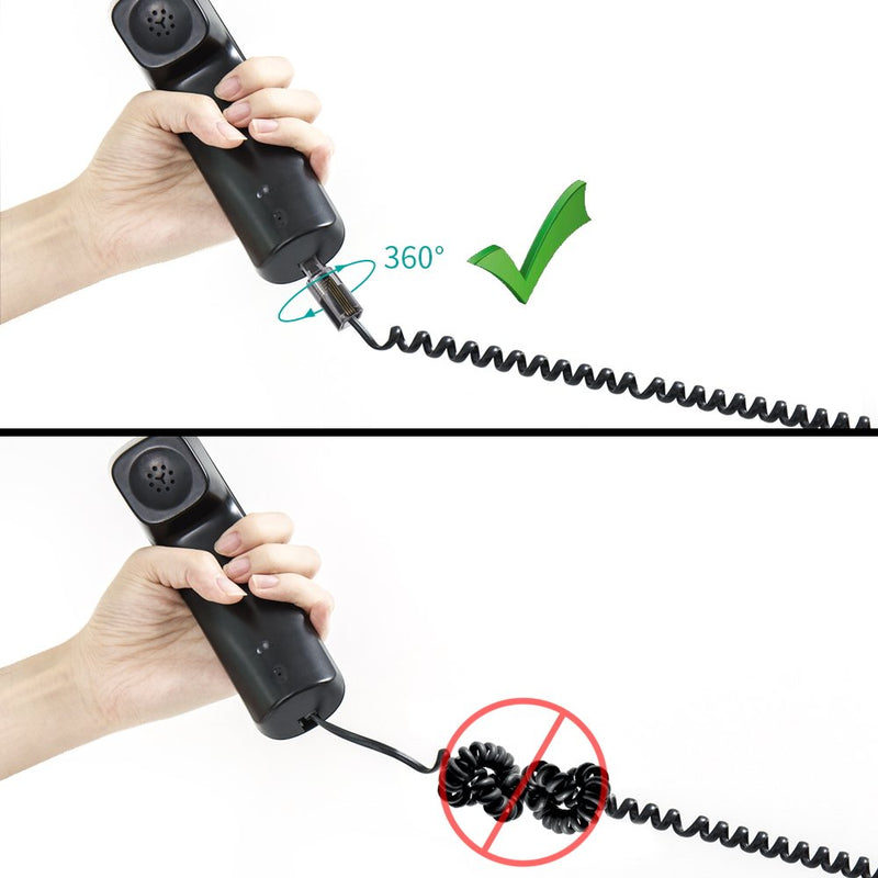 [Australia - AusPower] - YOLISTIC (Value Pack of 2) 360° Phone Cord Detangler Landline Telephone Extended Rotating Black 2 PACK 