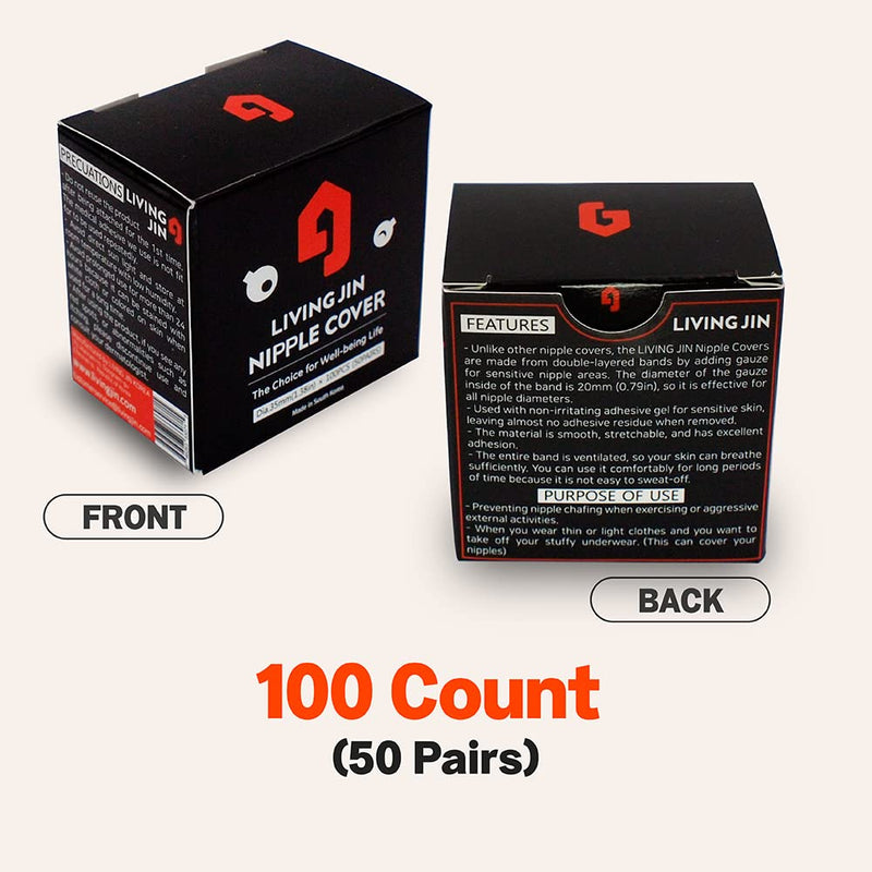 [Australia - AusPower] - LIVING JIN Nipple Protector - Value Pack (50 Pairs), Anti-Chafing Nipple Cover Sets for Runners, Nipple Tape, Nip Protectors, Nipple Stickers, Adhesive Bandage 