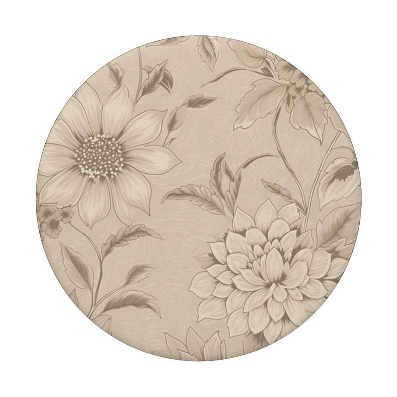 [Australia - AusPower] - Chic Neutral Beige || flower beige PopSockets Swappable PopGrip Black 