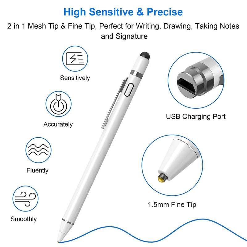 [Australia - AusPower] - NTHJOYS Active Stylus Pens for iPad with 2 Pcs Mesh Caps Replacement Bundle 
