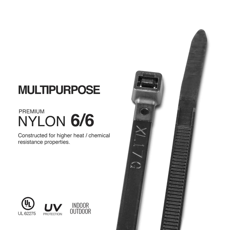 [Australia - AusPower] - TR Industrial Multi-Purpose UV Resistant Black Cable Ties, 4 inches, 100 Pack 4" 