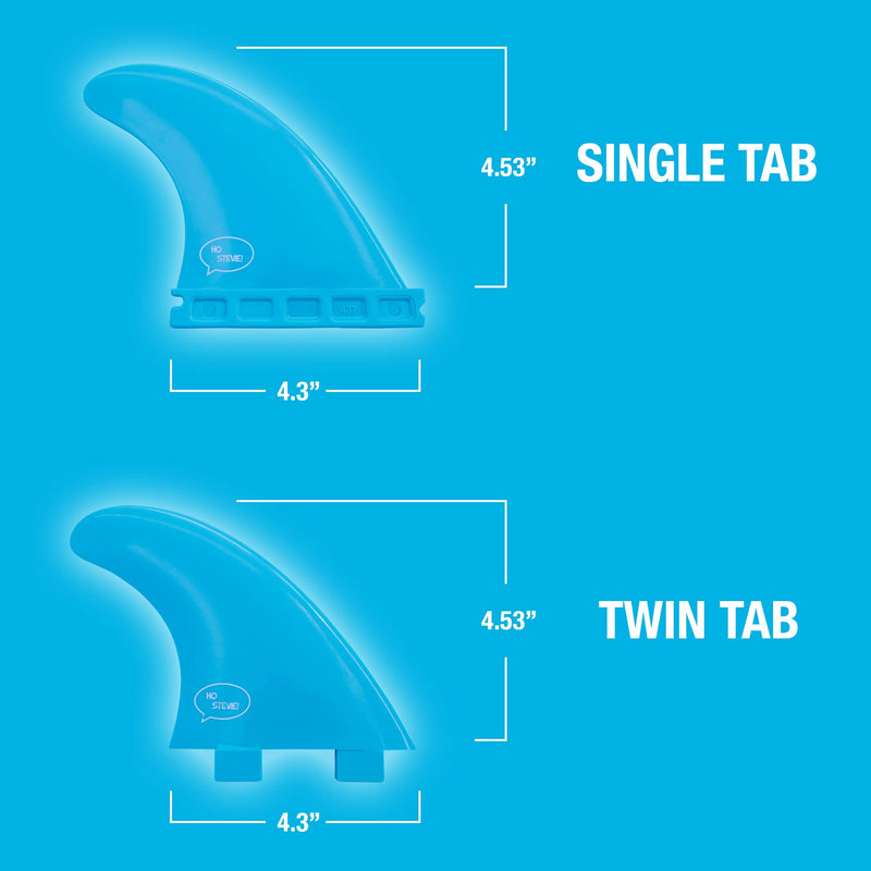 [Australia - AusPower] - Ho Stevie! Fiberglass Reinforced Polymer Surfboard Fins - Thruster (3 Fins) Twin Tab or Single Tab Sizes, with Fin Bag, Screws, Wax Comb and Fin Key Aqua 
